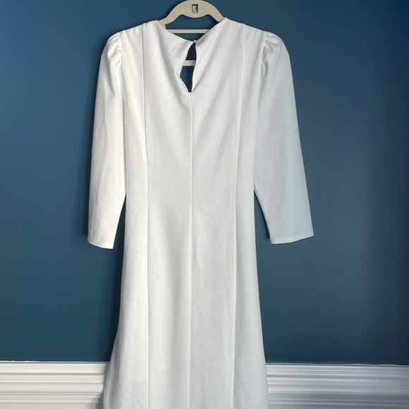 NWT White Sheath Dress with Tie Waist - Picture 3 of 4